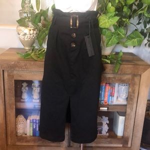 Black Paper Bag Midi Skirt•szM•NWT
